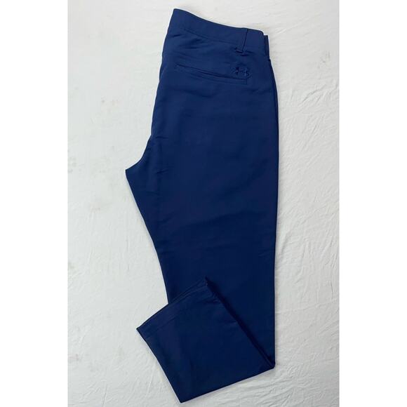 Under Armour Lightweight Flex Waist Flat Front Chino Golf Pants. Navy, 36X30 EUC - Picture 1 of 9
